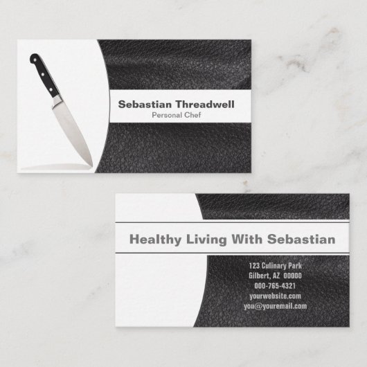 パーソナルシェフナイフブラックレザーカスタム写真 名刺 (正面/裏面)