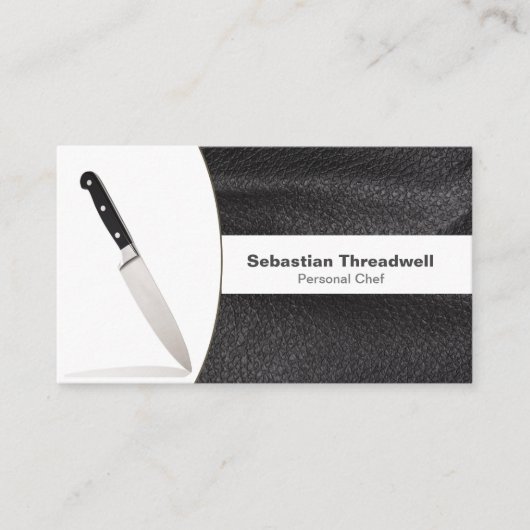 パーソナルシェフナイフレザーカスタムフォトQRコード 名刺 (正面)