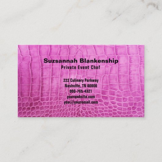 パーソナルシェフピンクレザーQRコードカスタム 名刺 (正面)