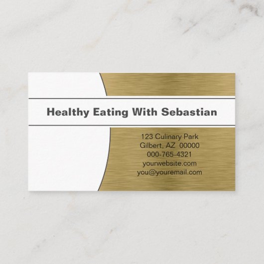 パーソナルシェフフェイクブラシ真鍮カスタム写真 名刺 (裏面)