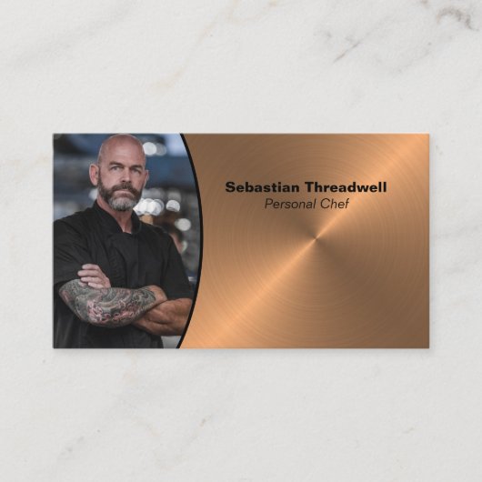 パーソナルシェフフェイクブラシ銅製カスタム写真 名刺 (正面)