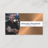 パーソナルシェフフェイクブラシ銅製カスタム写真 名刺 (正面)