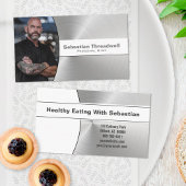 パーソナルシェフブラシ仕上げスチールカスタム写真 名刺