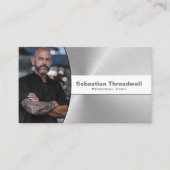 パーソナルシェフブラシ仕上げスチールカスタム写真 名刺 (正面)