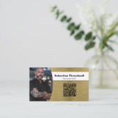 パーソナルシェフブラシ真鍮カスタム写真QRコード 名刺 (スタンド正面)