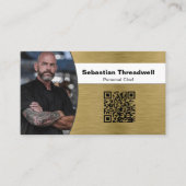 パーソナルシェフブラシ真鍮カスタム写真QRコード 名刺 (正面)