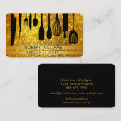 パーソナルシェフブラック金ゴールドケータリングキッチンツール    名刺 (正面/裏面)