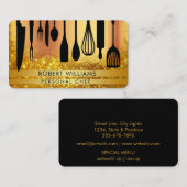 パーソナルシェフブラック金ゴールドケータリングキッチンツール 名刺 (正面/裏面)