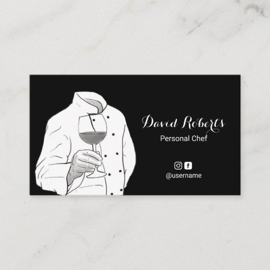 パーソナルシェフプロフェッショナルブラック&ホワイトケータリング 名刺 (正面)