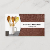 パーソナルシェフレザーカスタムフォトQRコード 名刺 (正面)