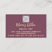 パーソナルシェフレストランケータリングロゴQRカスタム 名刺 (裏面)