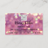 パーソナルシェフレストランケータリングロゴQRコードピンク 名刺 (裏面)