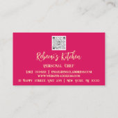 パーソナルシェフレストランケータリングロゴQRコードピンク 名刺 (裏面)