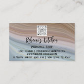 パーソナルシェフレストランケータリングロゴQRコードブルー 名刺 (裏面)