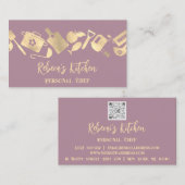 パーソナルシェフレストランケータリングロゴQRパープル 名刺 (正面/裏面)