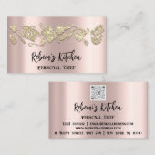 パーソナルシェフレストランケータリングQRロゴローズ金ゴールド 名刺 (正面/裏面)