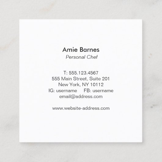 パーソナルシェフロゴケータリングウィスクカーター スクエア名刺 (裏面)