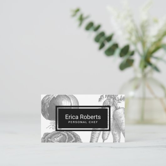 パーソナルシェフヴィンテージ野菜イラストレーション 名刺 (スタンド正面)