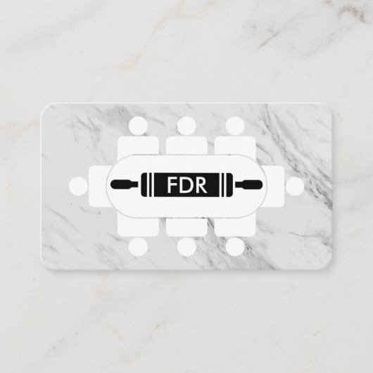 パーソナルシェフ座りテー転がブルのピン 名刺 (正面)