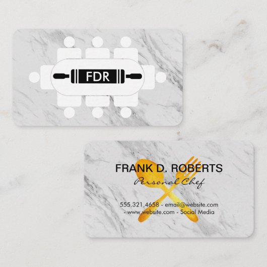 パーソナルシェフ座りテー転がブルのピン 名刺 (正面/裏面)