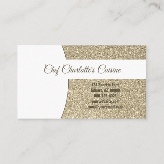 パーソナルシェフ微妙な金ゴールドグリッターカスタム写真 名刺 (裏面)