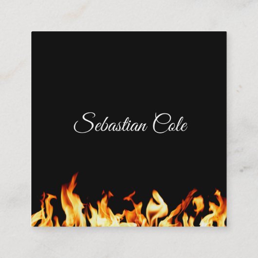 パーソナルシェフ料理の燃える火ケータリング スクエア名刺 (裏面)