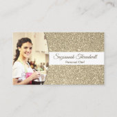 パーソナルシェフ繊細な金ゴールドカスタムグリッター写真QR 名刺 (正面)