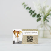 パーソナルシェフ繊細な金ゴールドカスタムグリッター写真QR 名刺 (スタンド正面)