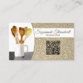 パーソナルシェフ繊細な金ゴールドカスタムグリッター写真QR 名刺 (正面)
