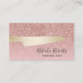 パーソナルシェフ金ゴールドナイフモダンバラ金ゴールドグリッター 名刺 (正面)