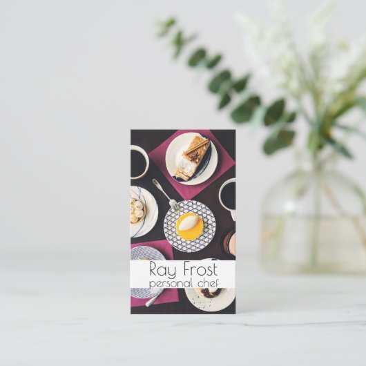 パーソナルシェフ、ケータリング、フードビジネスカード 名刺 (スタンド正面)