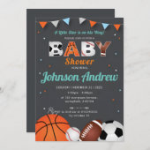 パーソナルシンプルスポーツオールスターベビーシャワー 招待状 (正面/裏面)