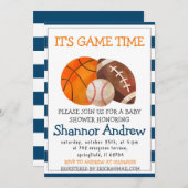 パーソナルシンプルスポーツ赤ちゃんシャワー 招待状 (正面/裏面)