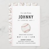 パーソナルシンプルベースボールバースデーパーティー 招待状 (正面/裏面)