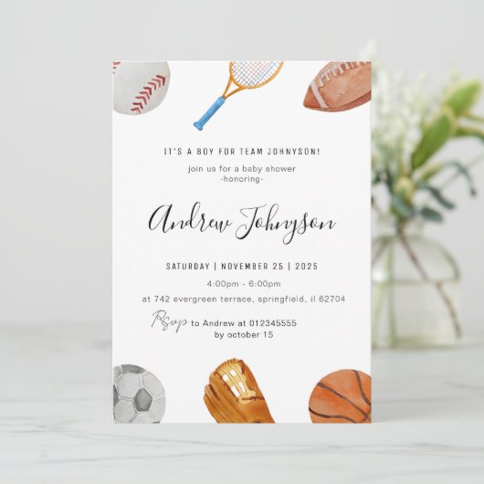 パーソナルスエレガントポーツベビーシャワー 招待状 (スタンド正面)