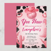 パーソナルスペース ピンクカウガール バースデーダンス 招待状 (正面/裏面)