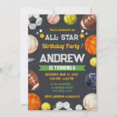 パーソナルスポーツオールスター誕生日パーティーへの招待 招待状 (正面)