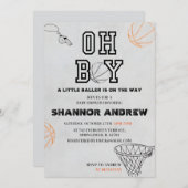 パーソナルスポーツデジタルバスケットボールベビーシャワー 招待状 (正面/裏面)