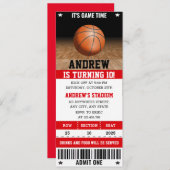 パーソナルスポーツバスケットボールチケット誕生日 招待状 (正面/裏面)