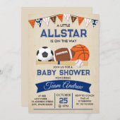 パーソナルスポーツベビーシャワー招待状オールスター 招待状 (正面/裏面)