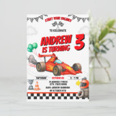 パーソナルスポーツボーイレースカー誕生日招待状 招待状 (スタンド正面)