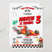 パーソナルスポーツボーイレースカー誕生日招待状 招待状 (正面/裏面)