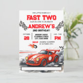 パーソナルスポーツレッドヴィンテージレース誕生日パーティー 招待状 (スタンド正面)