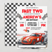 パーソナルスポーツレッドヴィンテージレース誕生日パーティー 招待状 (正面/裏面)