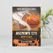 パーソナルスポーツ誕生日印刷可能なすべてのスポーツ 招待状 (スタンド正面)