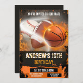 パーソナルスポーツ誕生日印刷可能なすべてのスポーツ 招待状 (正面/裏面)