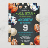 パーソナルスポーツ誕生日印刷可能招待状 招待状 (正面/裏面)