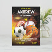 パーソナルスポーツ誕生日印刷可能招待状 招待状 (スタンド正面)