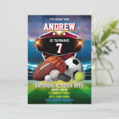 パーソナルスポーツ誕生日印刷可能招待状 招待状 (スタンド正面)