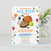 パーソナルスポーツ誕生日印刷可能招待状 招待状 (スタンド正面)